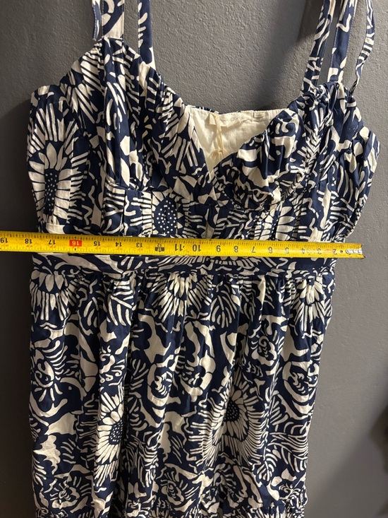 New Anthropologie Forever That Girl blue + white flounced floral midi dress xl - Picture 5 of 8